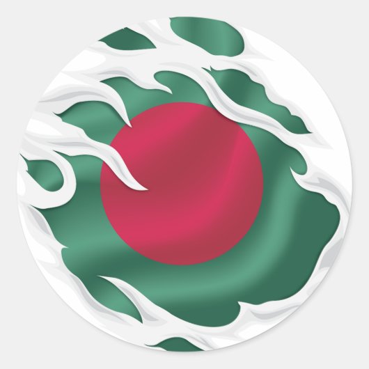 Rippfahne Bangladesch Runder Aufkleber (Vorderseite)
