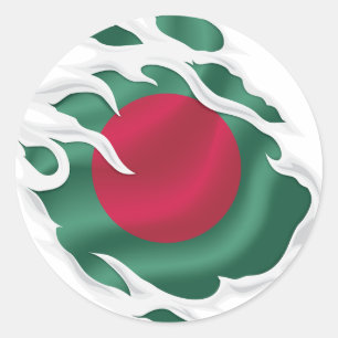 Rippfahne Bangladesch Runder Aufkleber