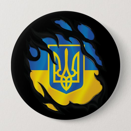 Rippfahne der Ukraine Button (Vorderseite)