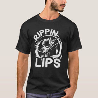 Rippin Lips Men Fish Fisherman Funny Bass Fischen T-Shirt