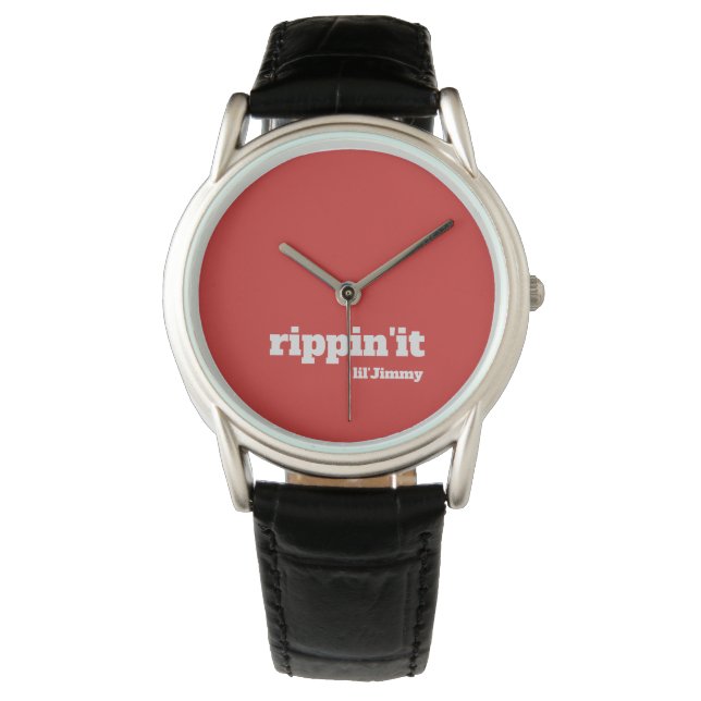 Rippin'it Ein Word Skater Lingo Text mit Name Armbanduhr (Vorderseite)