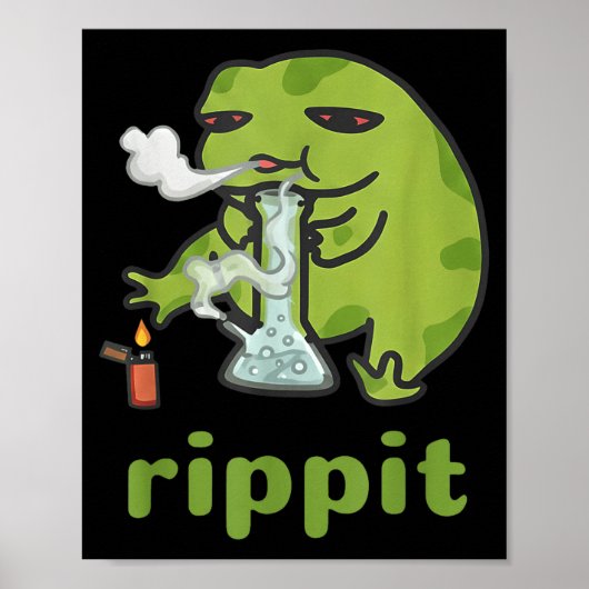 Rippit Frosch Stoner Unkraut Raucher Lustig _1 Poster (Vorne)