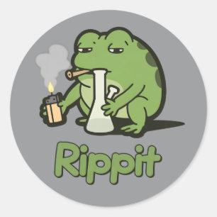 Rippit Lustiger Frosch Stoner-Geschenk, Stoner-Mäd Runder Aufkleber