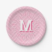 Ripple Herringbone in Pink Personalized Pappteller (Vorderseite)