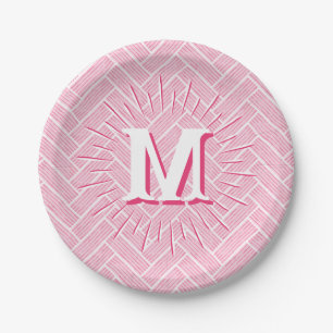 Ripple Herringbone in Rosa Personalisiert Pappteller