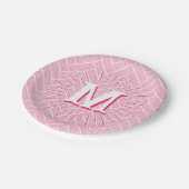 Ripple Herringbone in Rosa Personalisiert Pappteller (Schrägansicht)