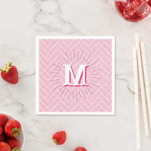 Ripple Herringbone in Rosa Personalisiert Serviette (Beispiel)