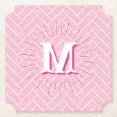Ripple Herringbone in Rosa Personalisiert Untersetzer (Vorderseite)