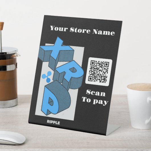 Ripple Kryptowährung - XRP Qr-Code Sockelschild (In SItu)