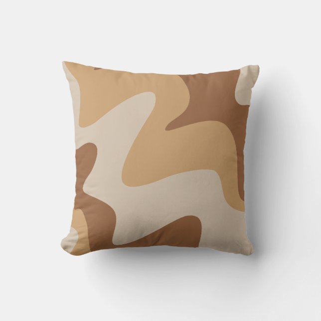 Ripple Rhythm Brown Cream Throw Kissen (Vorderseite)