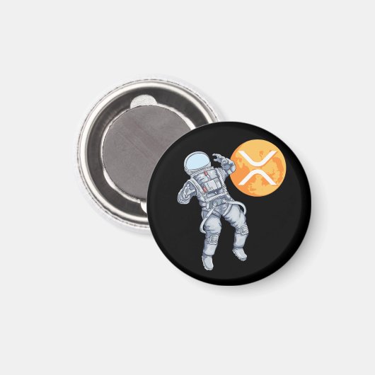 Ripple XRP Kryptowährung - Crypto Astronaut Magnet (Vorderseite/Rückseite)