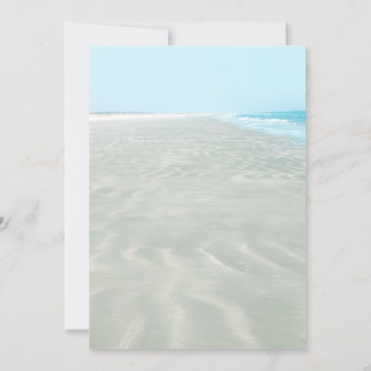 Rippled Sand Aqua Water Beach Hochzeitsfeier Empfa Einladung (Rückseite)