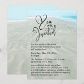 Rippled Sand Aqua Water Foto Modernes Beach Weddin Einladung (Vorne/Hinten)