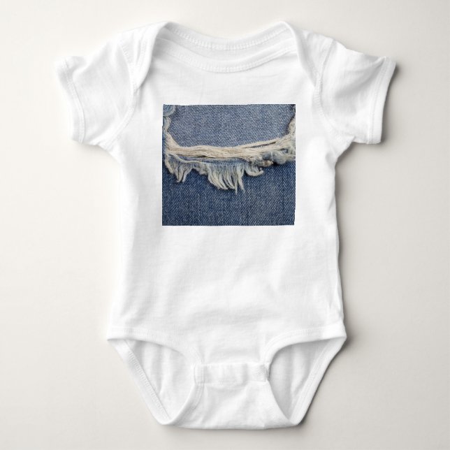 Rippte Jeans Textur, stilvoller Hintergrund. Baby Strampler (Vorderseite)