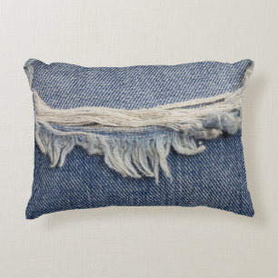 Rippte Jeans Textur, stilvoller Hintergrund. Dekokissen