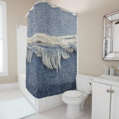 Rippte Jeans Textur, stilvoller Hintergrund. Duschvorhang (Beispiel)