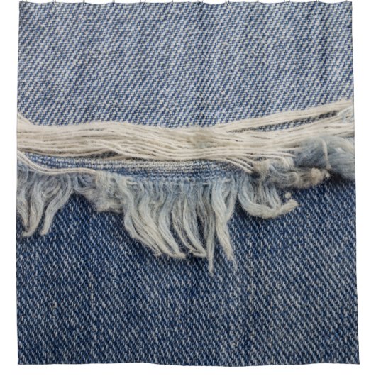 Rippte Jeans Textur, stilvoller Hintergrund. Duschvorhang (Vorderseite)