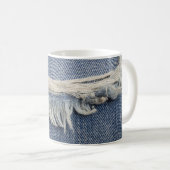 Rippte Jeans Textur, stilvoller Hintergrund. Kaffeetasse (VorderseiteRechts)