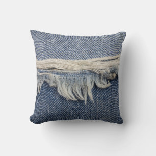 Rippte Jeans Textur, stilvoller Hintergrund. Kissen