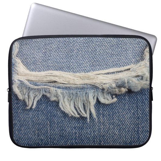 Rippte Jeans Textur, stilvoller Hintergrund. Laptopschutzhülle (Vorderseite)
