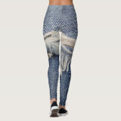 Rippte Jeans Textur, stilvoller Hintergrund. Leggings (Rückseite)