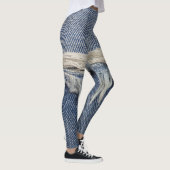 Rippte Jeans Textur, stilvoller Hintergrund. Leggings (Rechts)