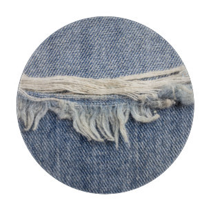 Rippte Jeans Textur, stilvoller Hintergrund. Schneidebrett