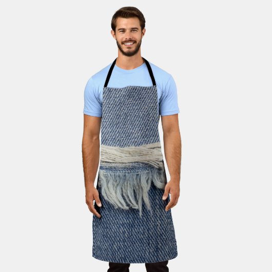 Rippte Jeans Textur, stilvoller Hintergrund. Schürze (Getragen)