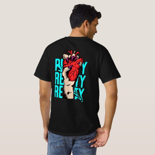Riptide Heart T - Shirt - Bold Artistic Graphic T- (Schwarz voll)
