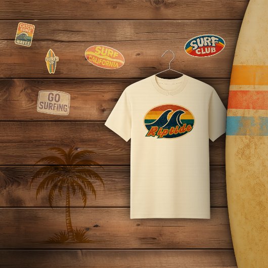 Riptide Vintag Surf Abzeichen T-Shirt