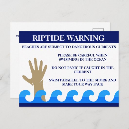 Riptide warnt vor gefährlichen Unfällen im Ozean Postkarte (Vorne/Hinten)