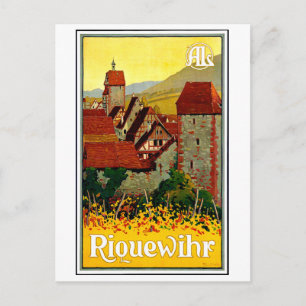 Riquewihr Dorf, Elsass, Frankreich, Vintage-Reise Postkarte