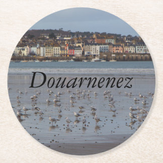 Ris Beach in Douarnenez Runder Pappuntersetzer