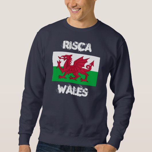 Risca, Wales mit walisischer Flagge Sweatshirt (Vorderseite)