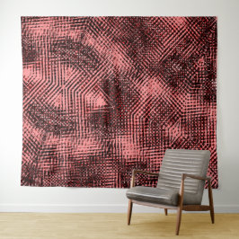 Riscos cruzados e borrões na cor pêssegou salmão wandteppich