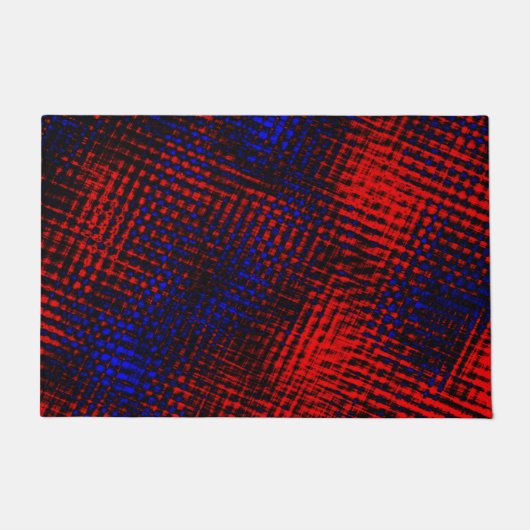 Riscos vermelhos cruzados e fundo azul? fußmatte (Vorderseite)