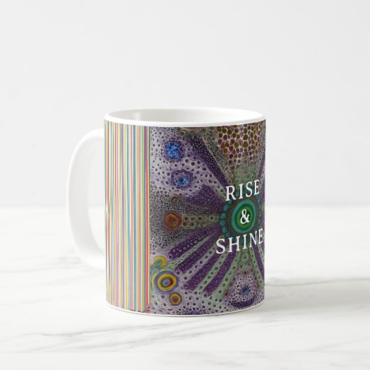 “Rise and Shine – Abstract Rainbow Power Mug” Kaffeetasse (Vorderseite Links)