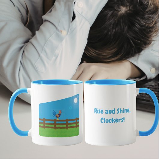 Rise and Shine Cluckers Funny Rooster Tasse