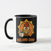 Rise and Shine - Crazy Coffee Rooster Design Tasse (Links)