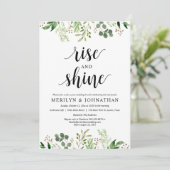 Rise and Shine, Grüne Post Wedding Brunch Einladung (Stehend Vorderseite)
