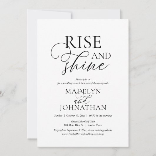 Rise and Shine, Post Hochzeit Brunch Celebration Einladung (Vorderseite)