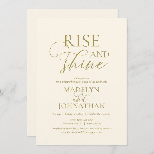 Rise and Shine, Post Hochzeit Brunch Celebration Einladung (Vorne/Hinten)