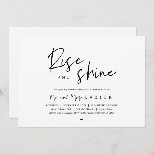 Rise and Shine, Post Hochzeit Brunch Feier Einladung (Vorne/Hinten)