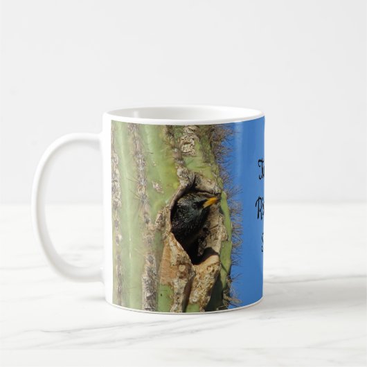 Rise and Shine Starling Saguaro Cactus Black Bird Kaffeetasse (Links)