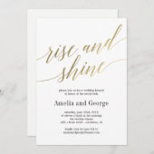 Rise and Shine Wedding Brunch Imitats Gold Script Einladung (Vorne/Hinten)