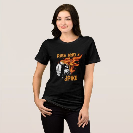Rise and Spike Funny Volleyball T - Shirt (Vorderseite voll)