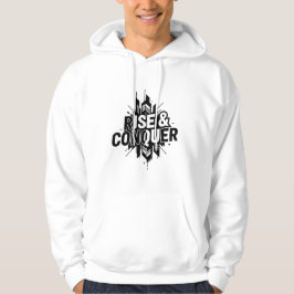 Rise & Conquer - Bold Black & White Geometric Desi Hoodie