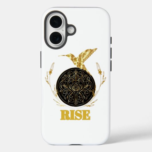 RISE Gold Phoenix Motivations iPhone 16 Hülle - Bl (Rückseite)
