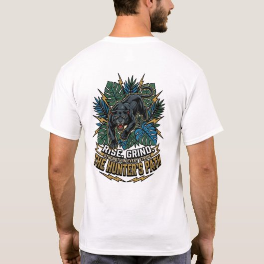 Rise Grind Conquer Panther T-Shirt – Der Pfad des  (Rückseite)