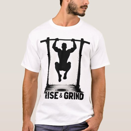 Rise & Grind | Intense Calisthenics Pull-Up Silhou T-Shirt (Vorderseite)